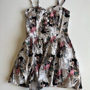 Hell Bunny - Floral Flamingo Skull Dress